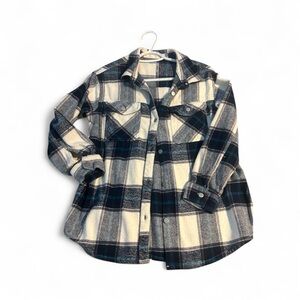 Wonder Nation Plaid Jacket - Black, White, Blue size 18